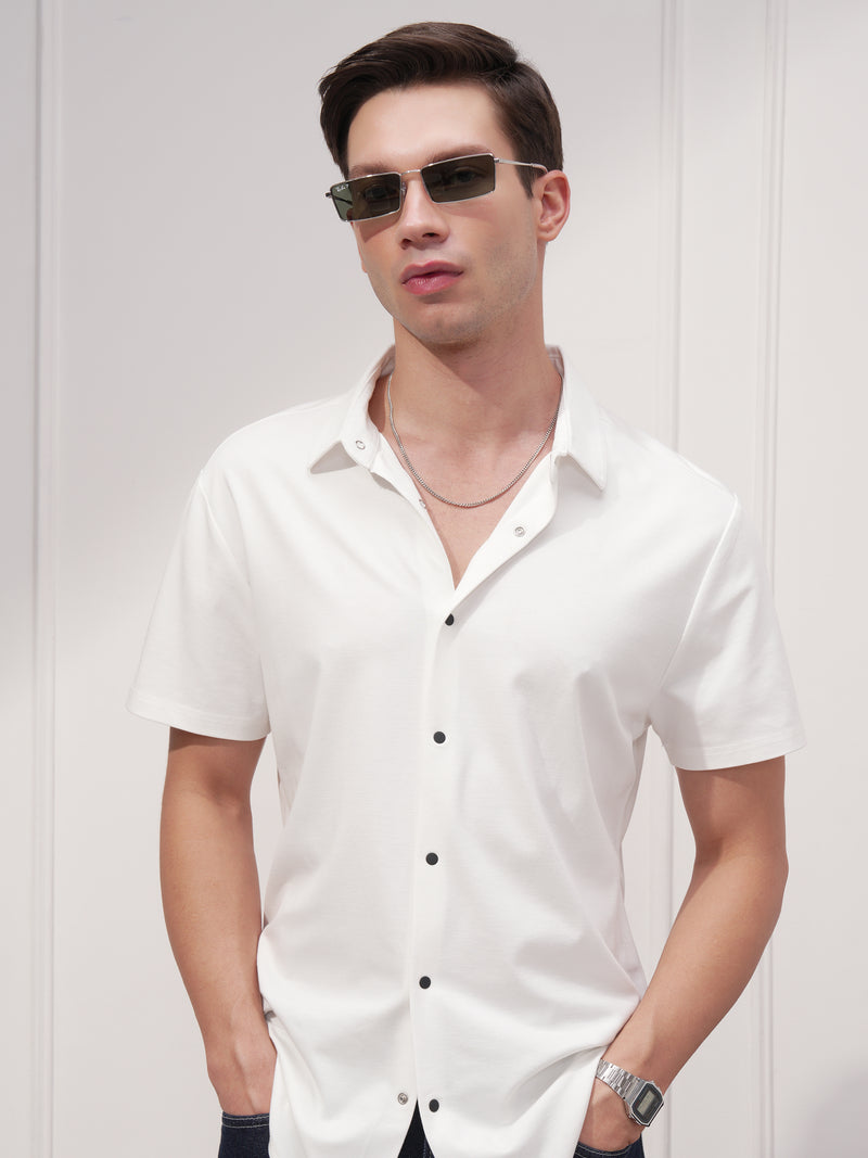 Highlander Men White Solid Slim Fit Casual Shirt - White - Image 1