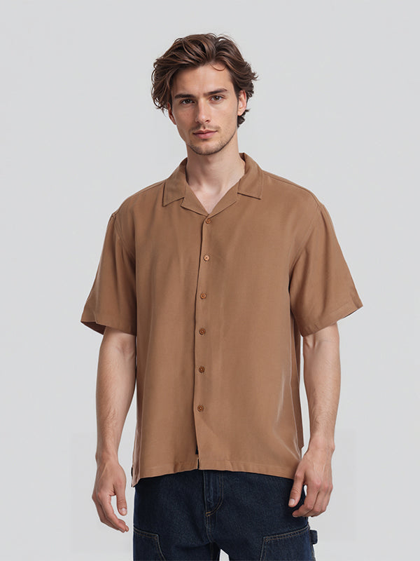 Highlander Men Rust Solid Relaxed Fit Casual Shirt - Rust - Image 1