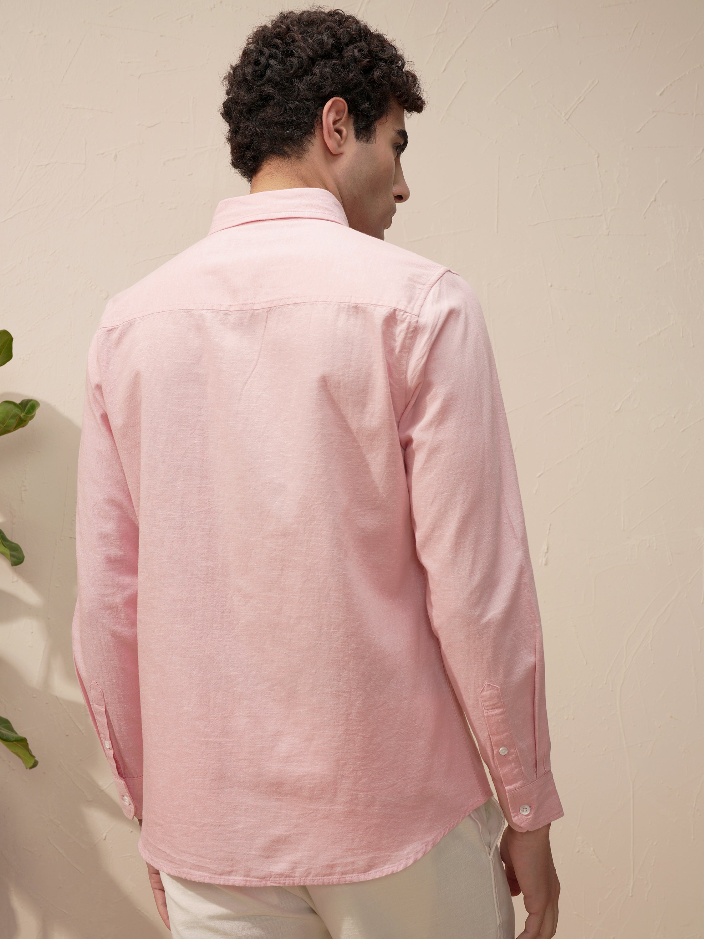 Highlander Men Pink Self Design Slim Fit Casual Shirt - Pink - Image 3