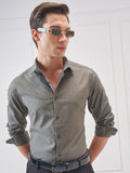 Highlander Men Olive Self Design Slim Fit Casual Shirt - Olive - Image 1