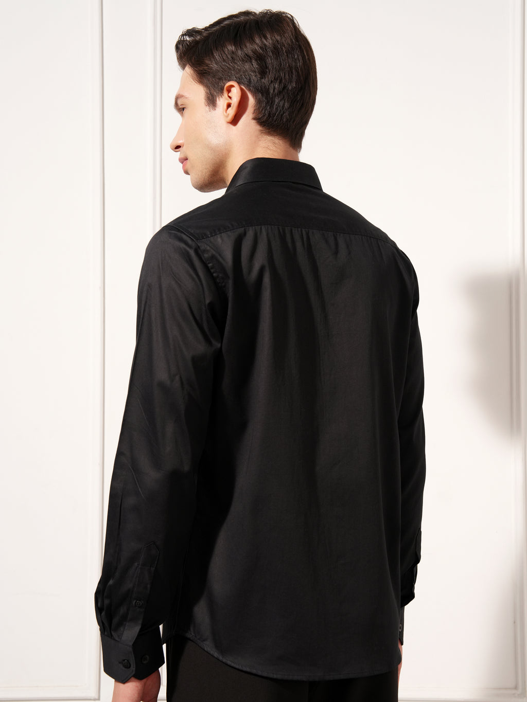 Highlander Men Black Solid Slim Fit Casual Shirt - Black - Image 3