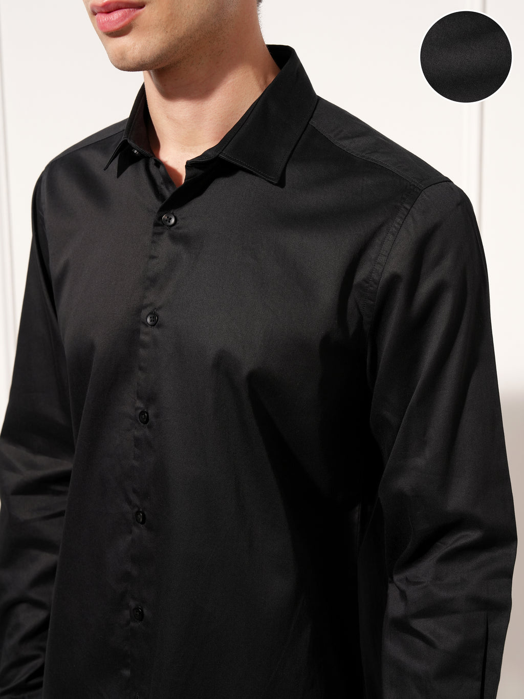 Highlander Men Black Solid Slim Fit Casual Shirt - Black - Image 5