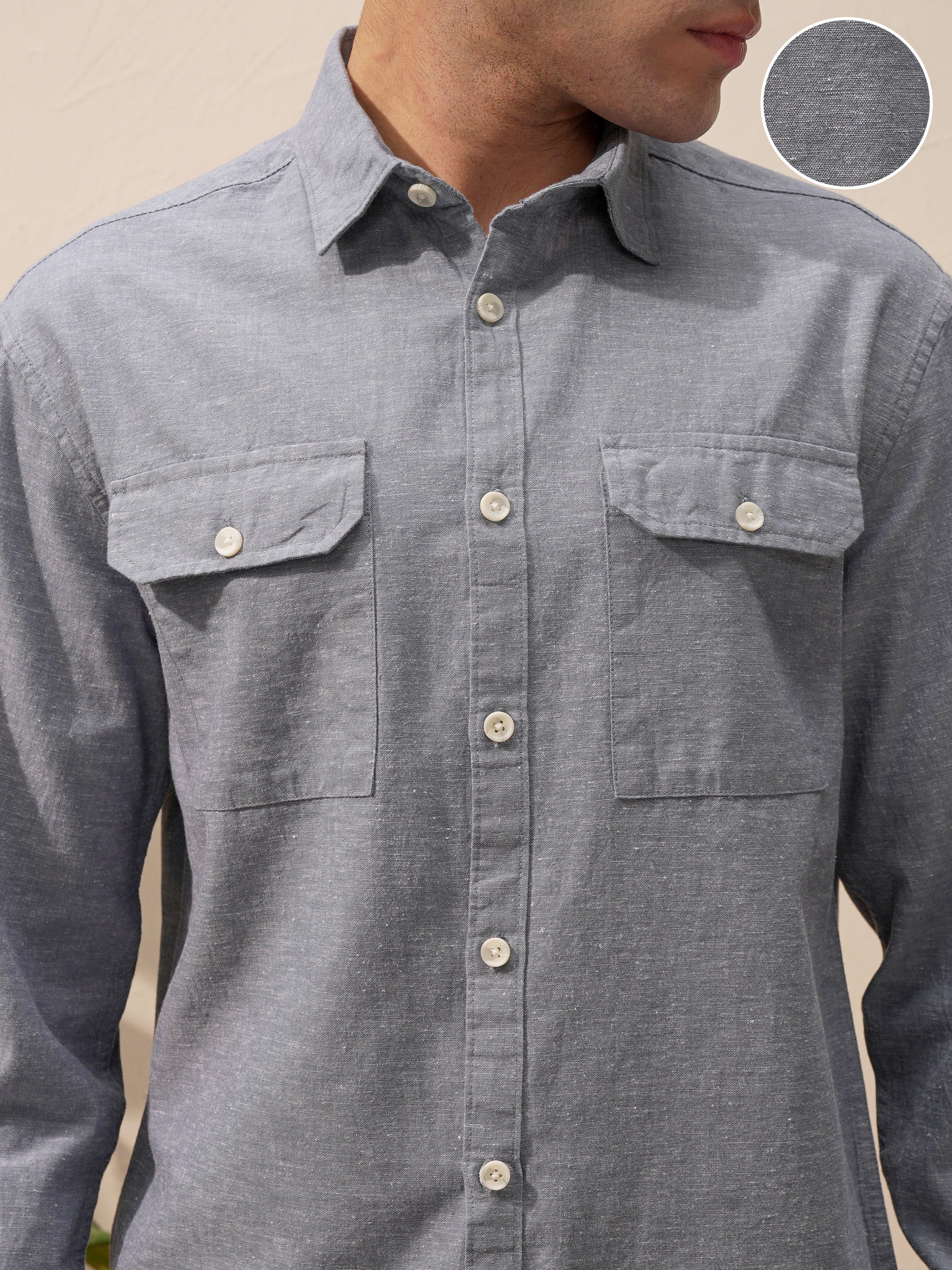 Highlander Men Blue Solid Relaxed Fit Casual Shirt - Blue - Image 5