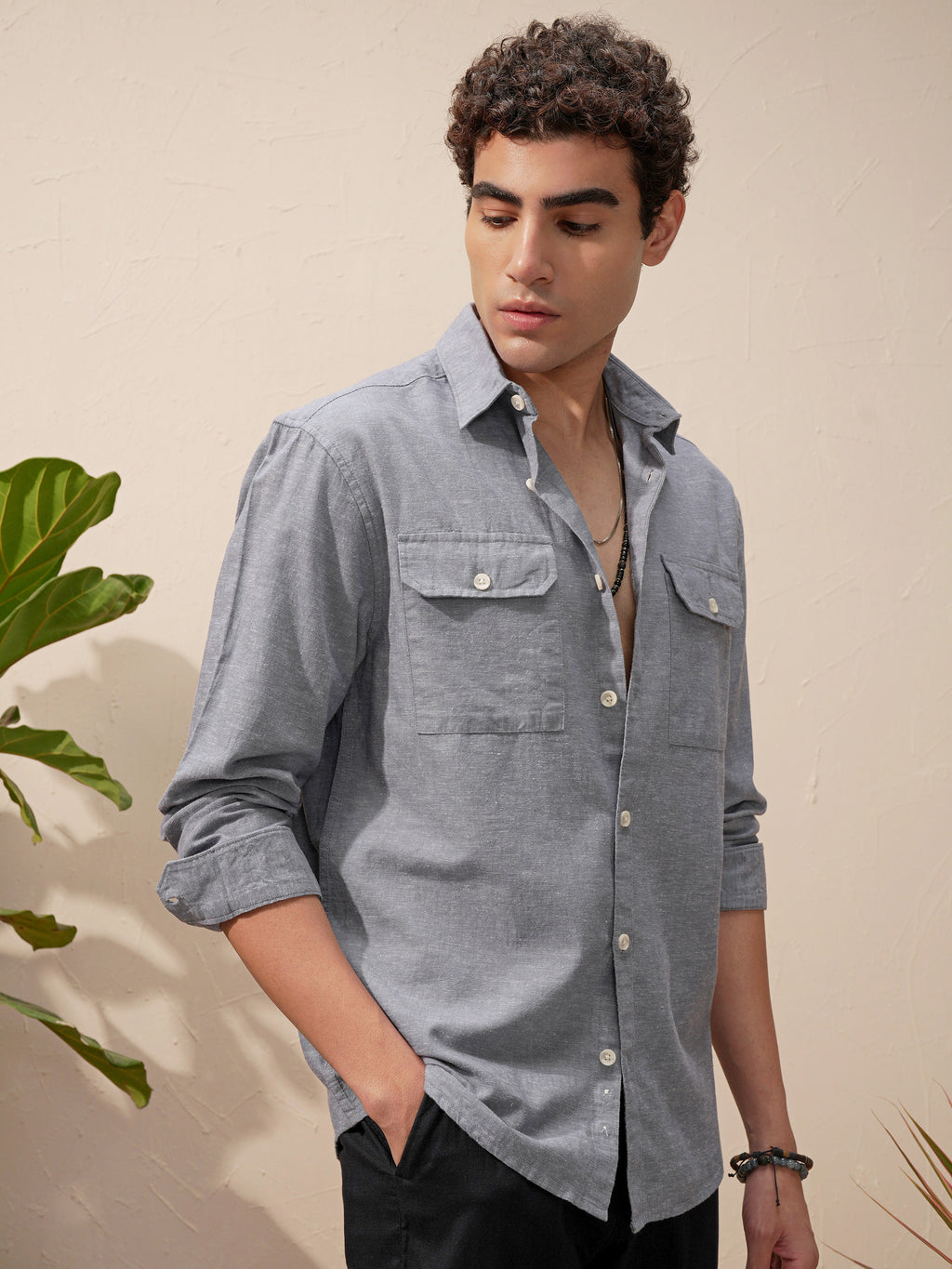 Highlander Men Blue Solid Relaxed Fit Casual Shirt - Blue - Image 6