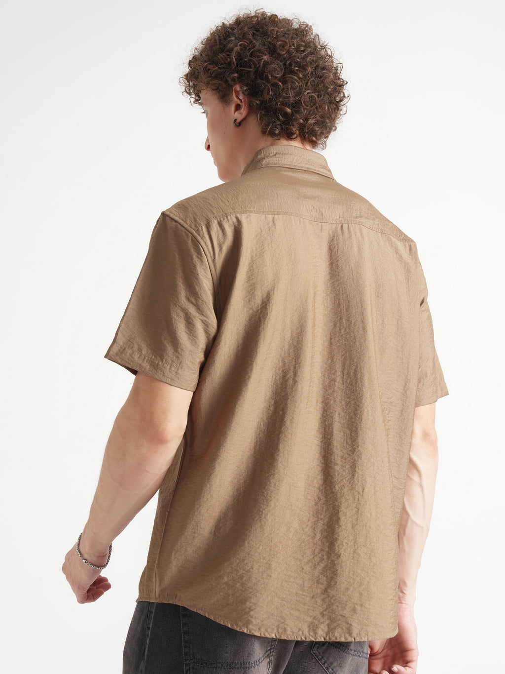 Highlander Men Brown Solid Relaxed Fit Casual Shirt - Brown - Image 3