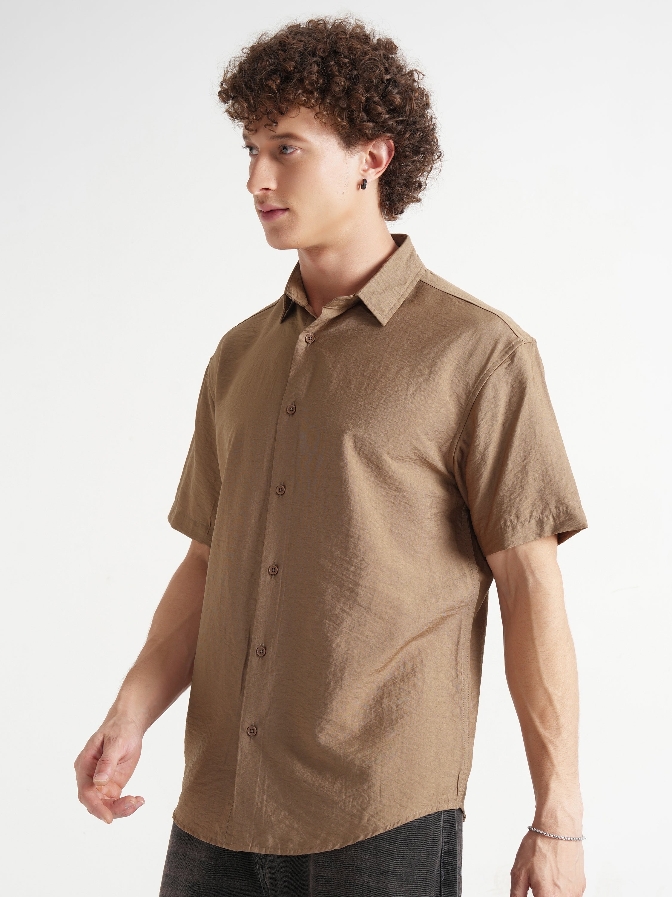Highlander Men Brown Solid Relaxed Fit Casual Shirt - Brown - Image 4