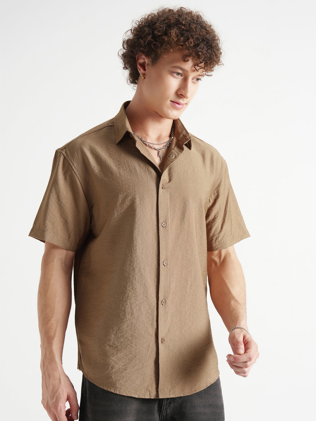 Highlander Men Brown Solid Relaxed Fit Casual Shirt - Brown - Image 6