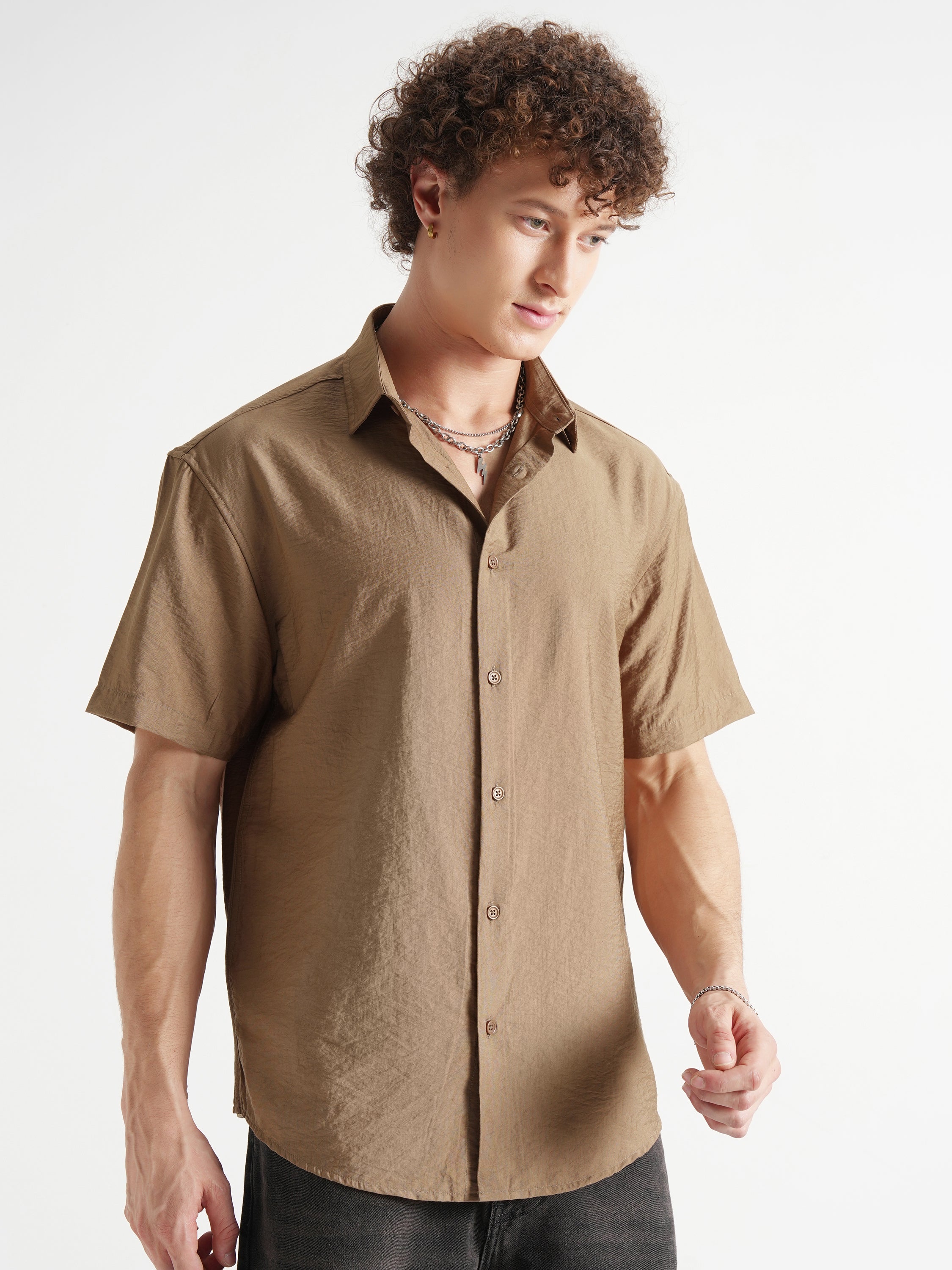 Highlander Men Brown Solid Relaxed Fit Casual Shirt - Brown - Image 6