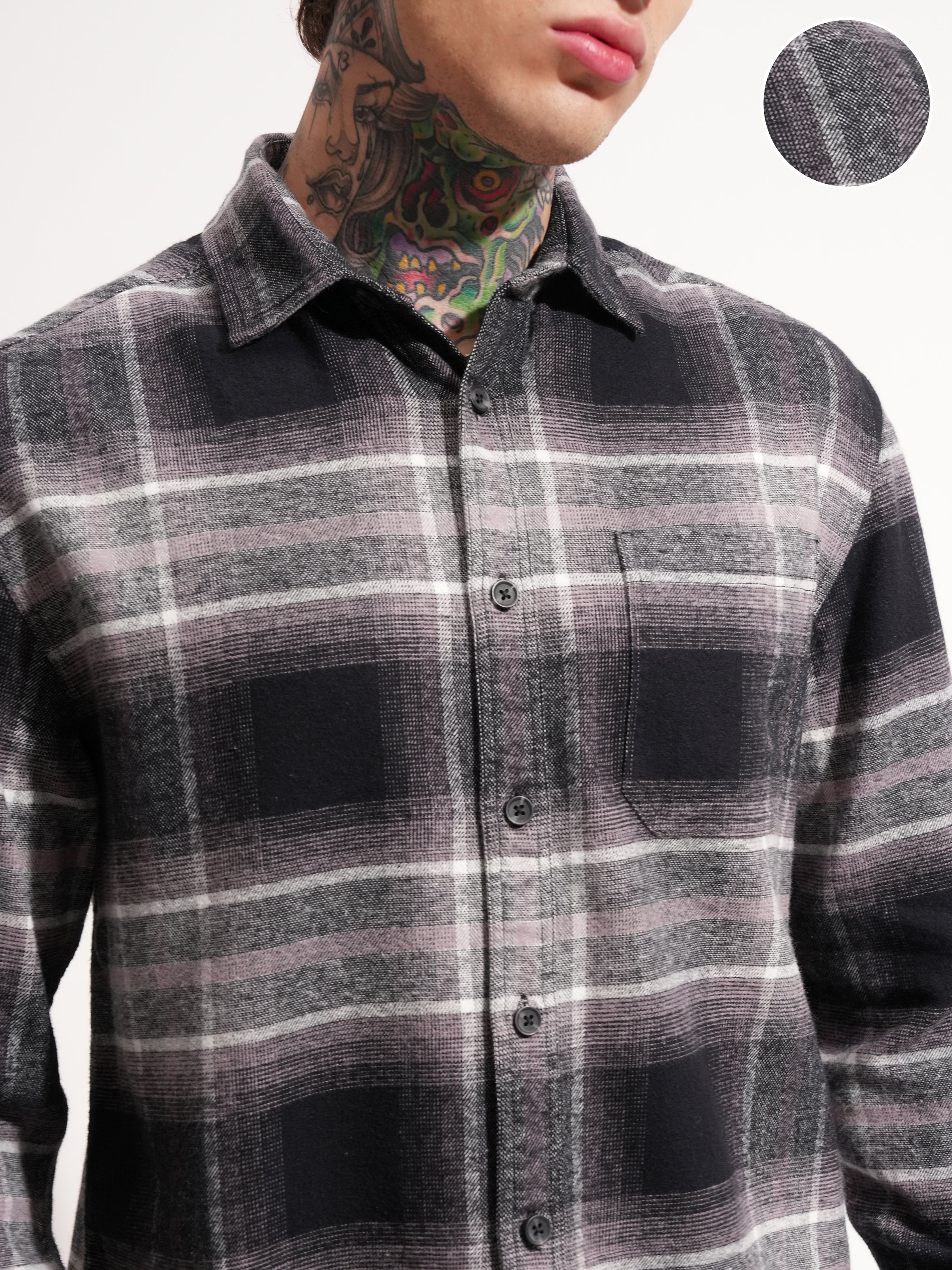 Highlander Men Black Checked Relaxed Fit Casual Shirt - Black - Image 5
