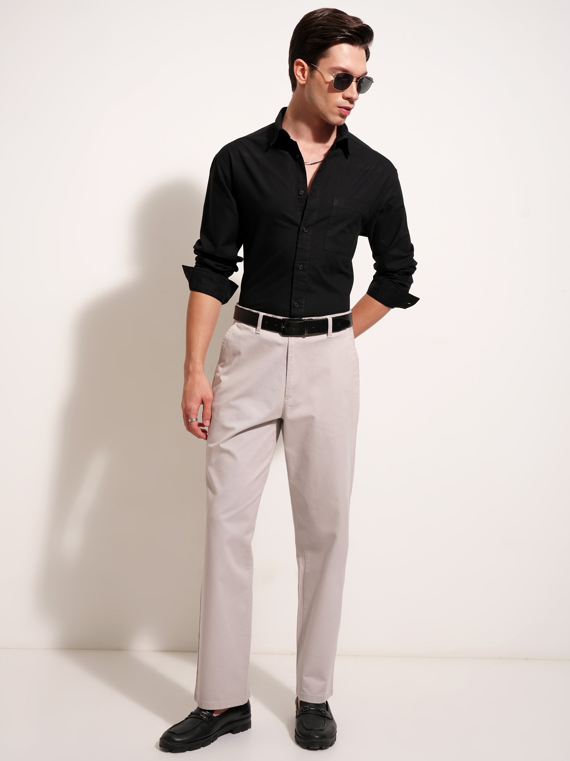 Highlander Men Black Solid Relaxed Fit Casual Shirt - Black - Image 2