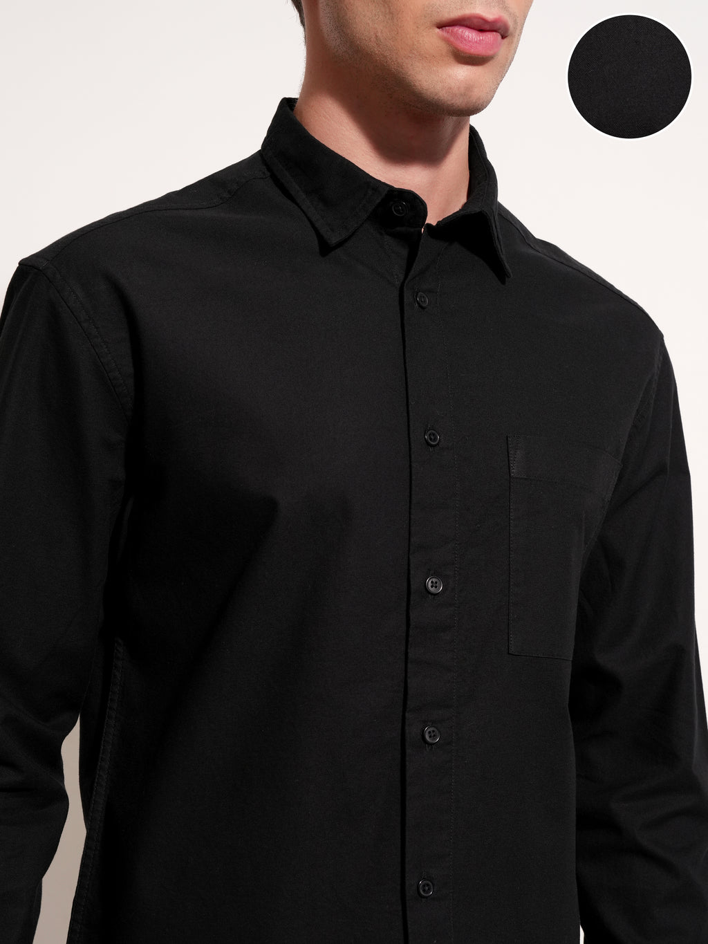 Highlander Men Black Solid Relaxed Fit Casual Shirt - Black - Image 5