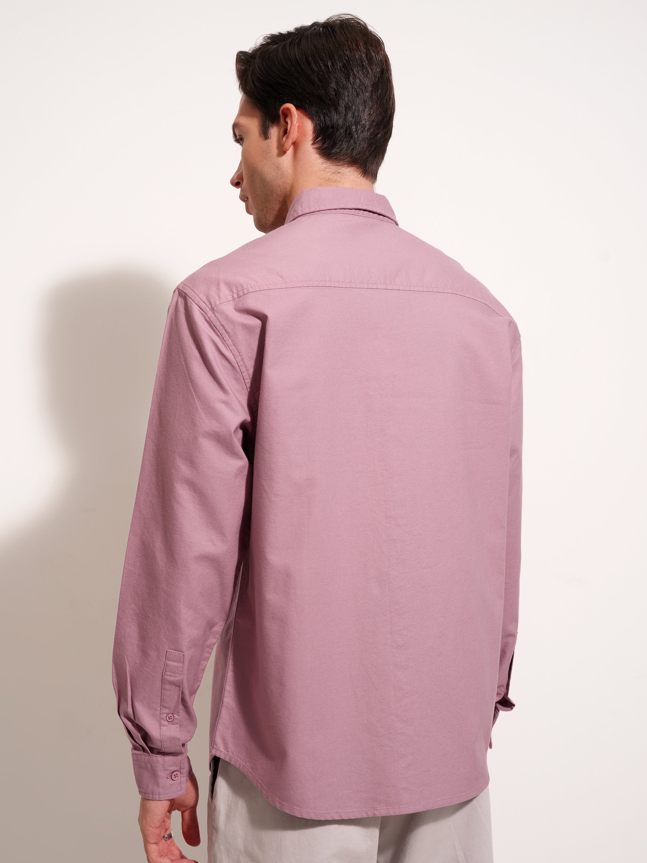 Highlander Men Rose Solid Relaxed Fit Casual Shirt - Rose - Image 3