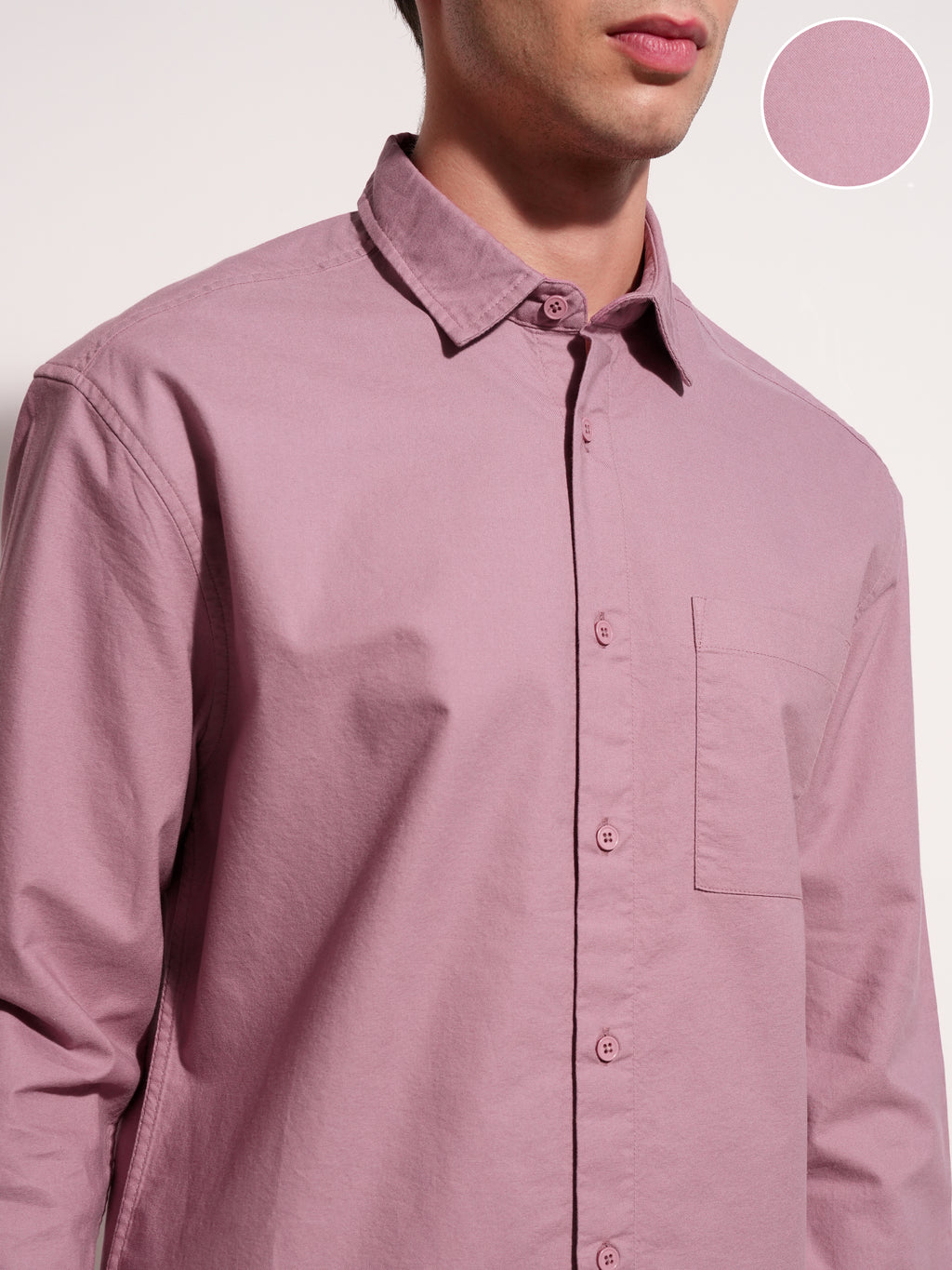 Highlander Men Rose Solid Relaxed Fit Casual Shirt - Rose - Image 5