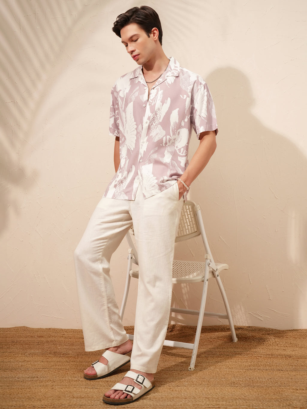 Highlander Men Lavender Printed Relaxed Fit Casual Shirt - Lavender - Image 2