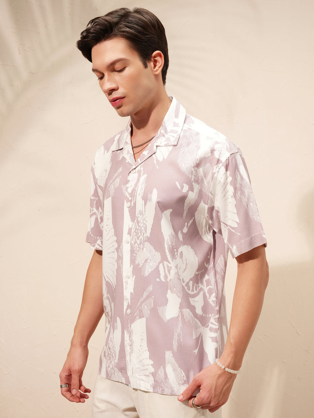 Highlander Men Lavender Printed Relaxed Fit Casual Shirt - Lavender - Image 4