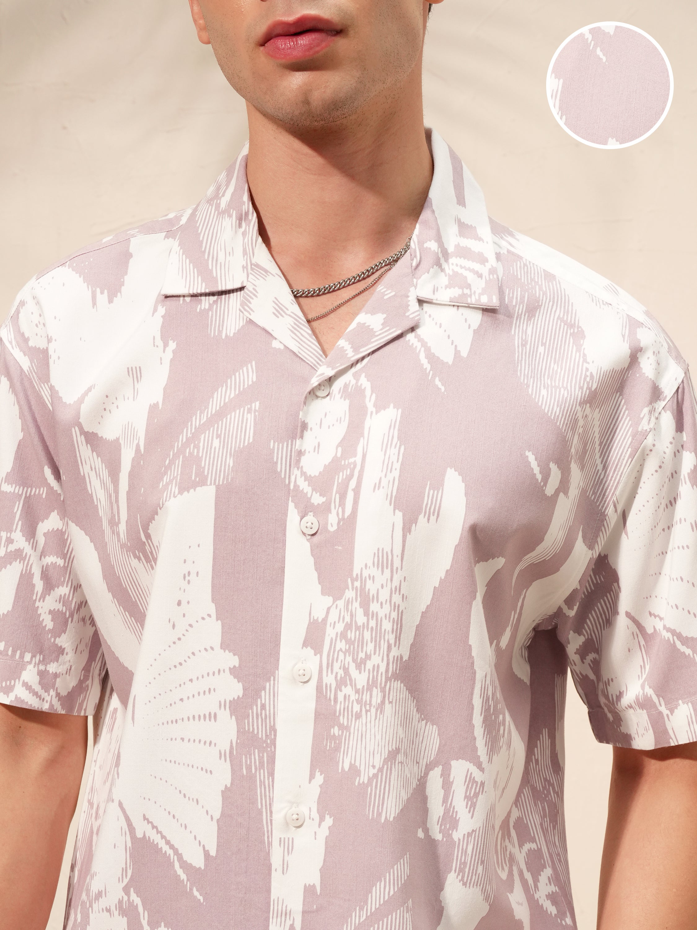 Highlander Men Lavender Printed Relaxed Fit Casual Shirt - Lavender - Image 5