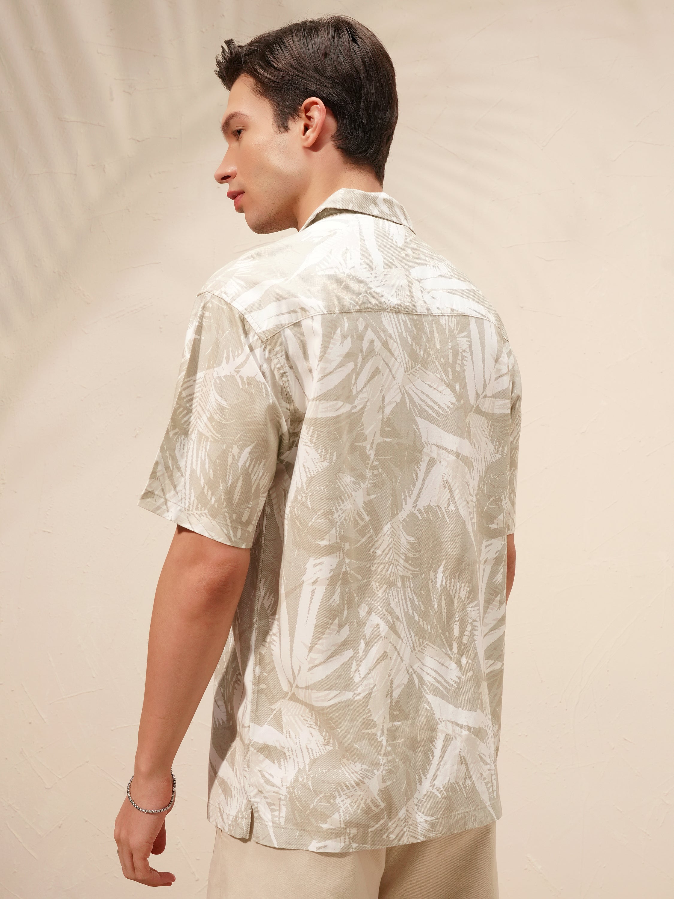 Highlander Men Khaki Printed Relaxed Fit Casual Shirt - Khaki - Image 3