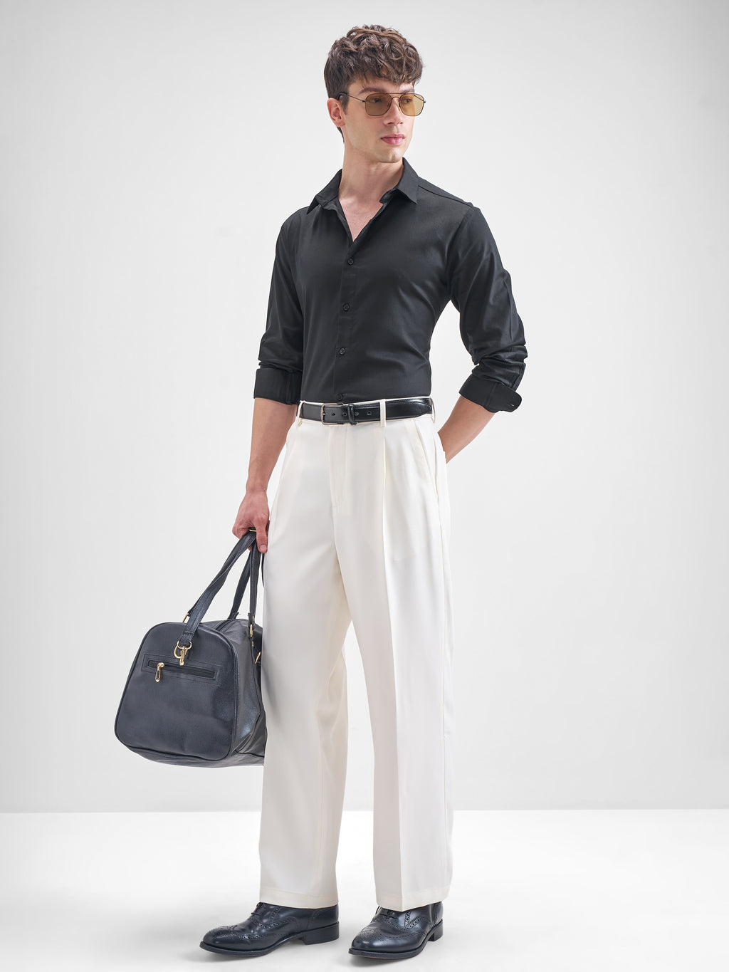 Highlander Men Black Solid Slim Fit Casual Shirt - Black - Image 2