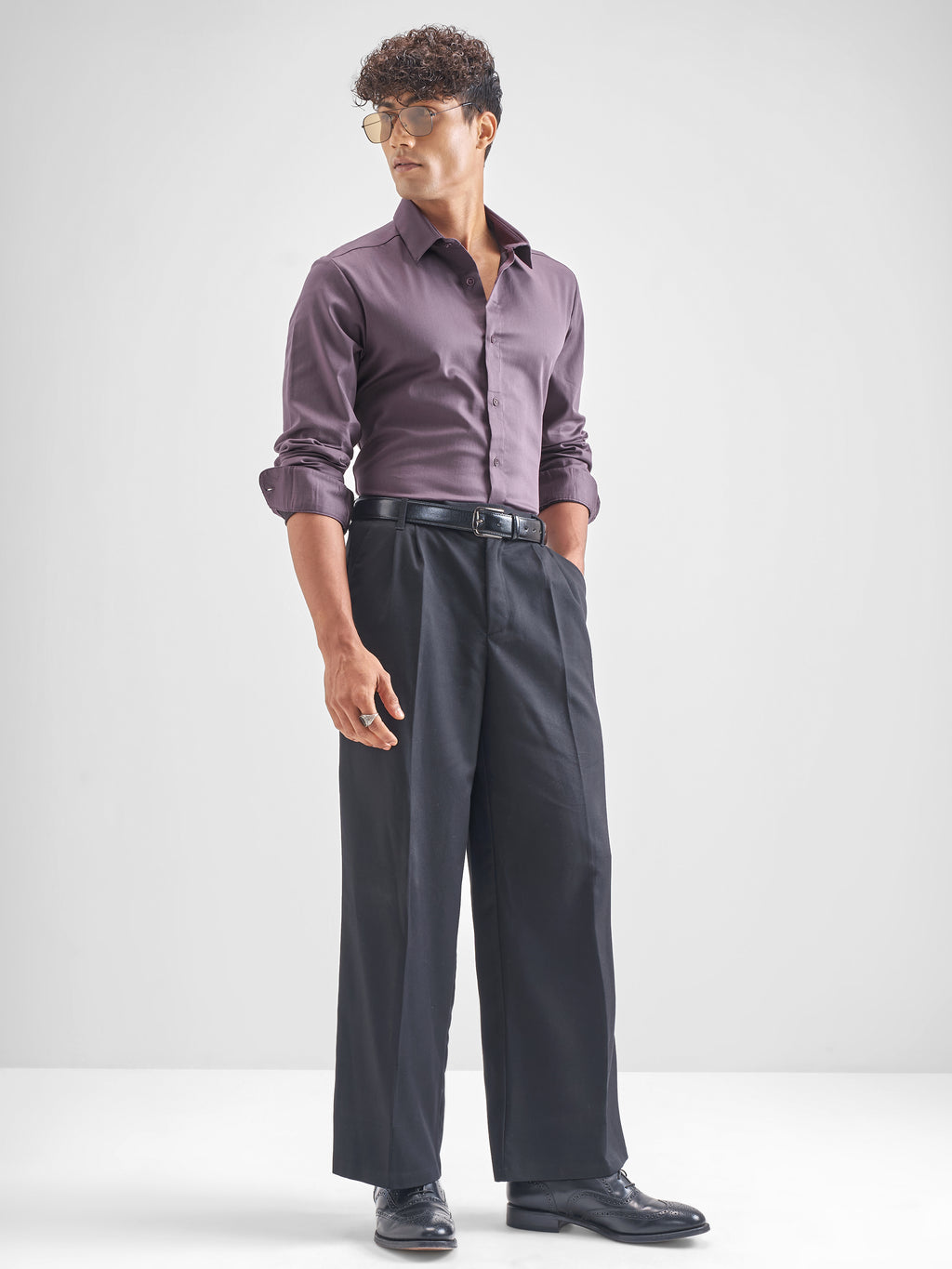 Highlander Men Lavender Solid Slim Fit Casual Shirt - Lavender - Image 2