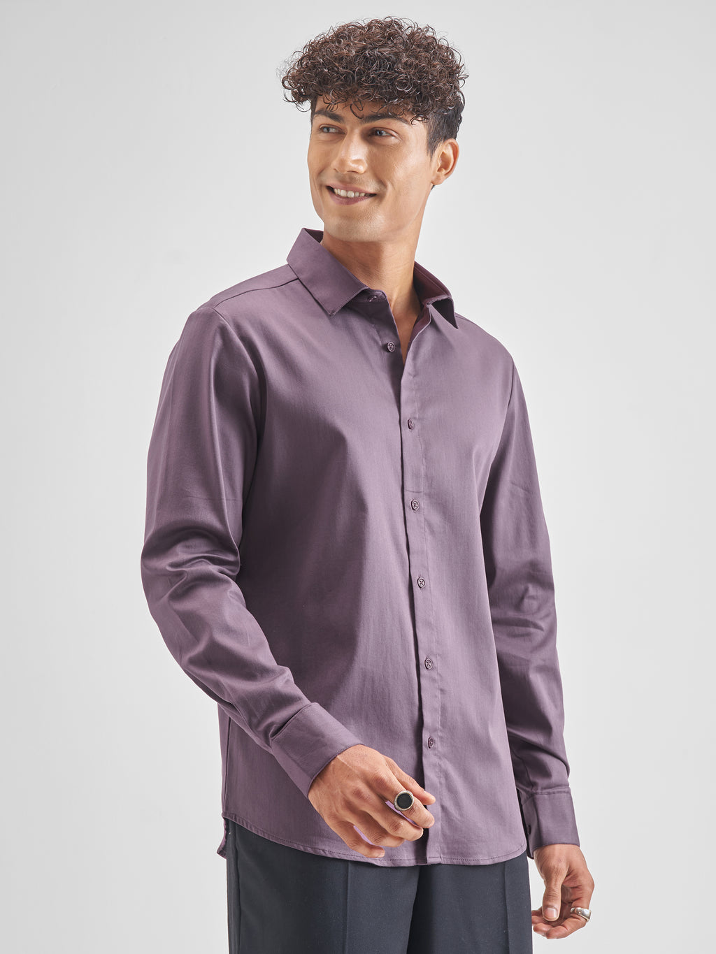 Highlander Men Lavender Solid Slim Fit Casual Shirt - Lavender - Image 6