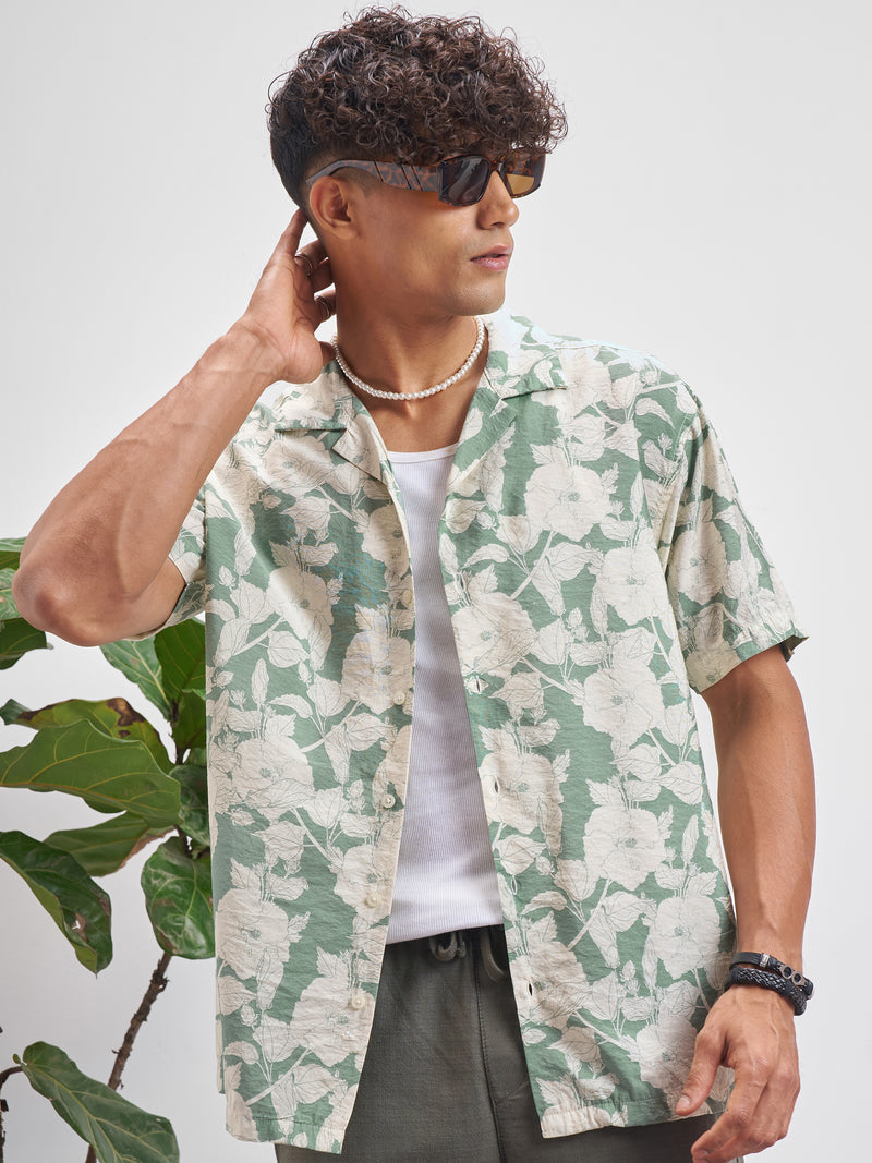 Highlander Men Green Printed Relaxed Fit Casual Shirt - Green - Image 1