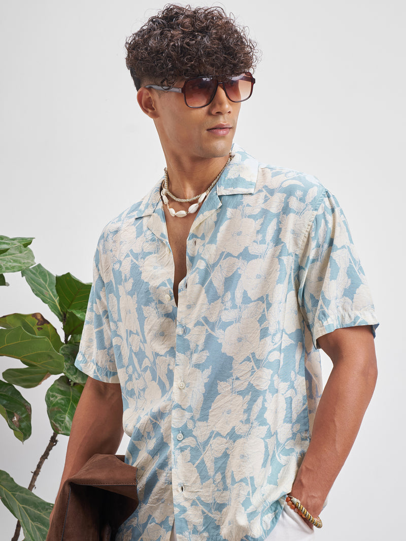 Highlander Men Blue Printed Relaxed Fit Casual Shirt - Blue - Image 1