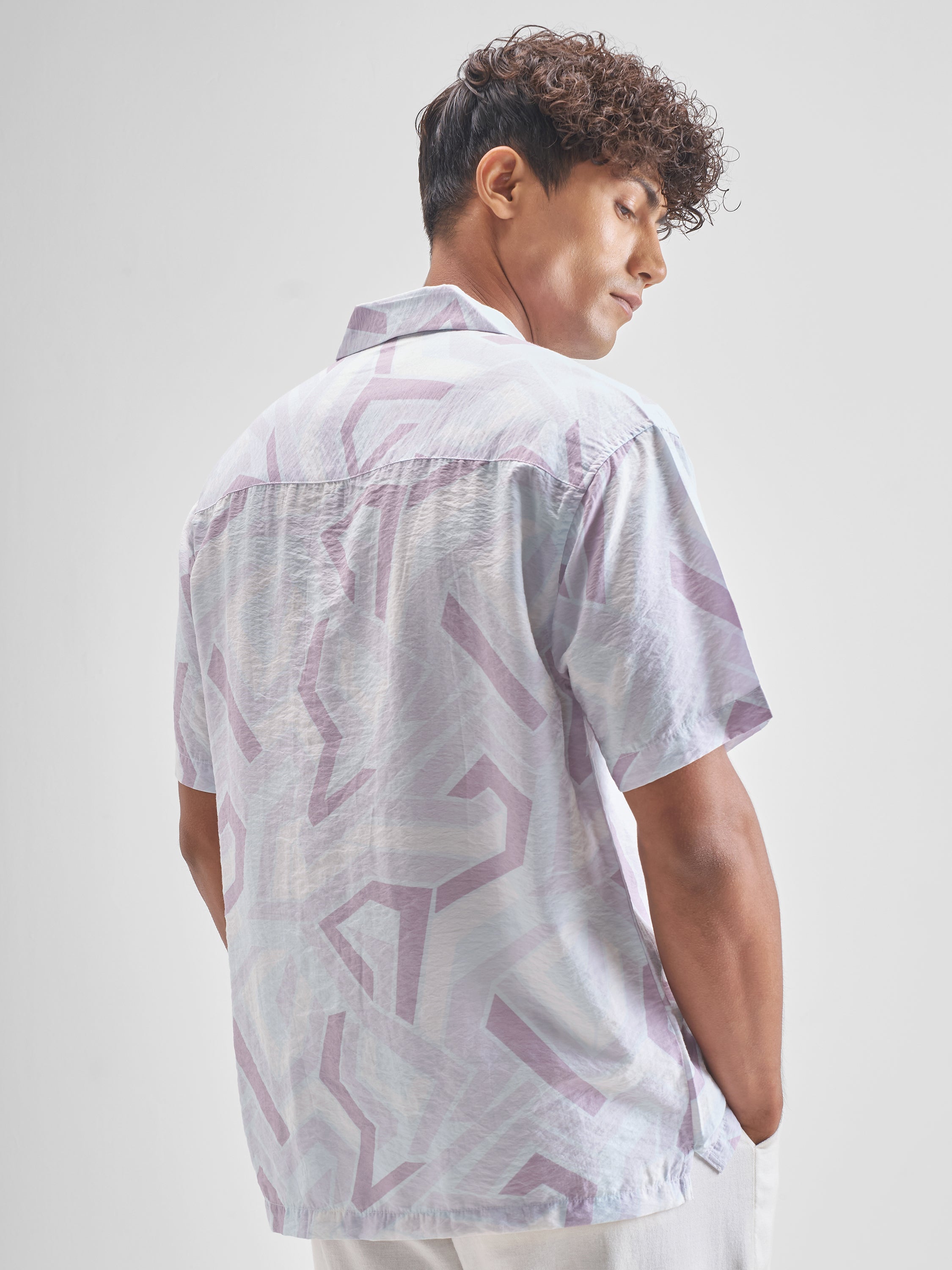 Highlander Men Lavender Printed Relaxed Fit Casual Shirt - Lavender - Image 3