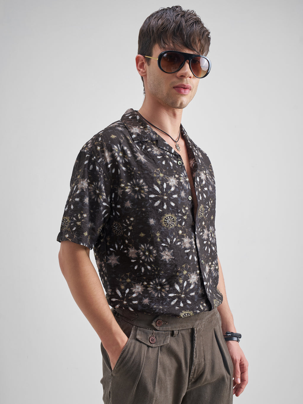 Highlander Men Brown Printed Relaxed Fit Casual Shirt - Brown - Image 6