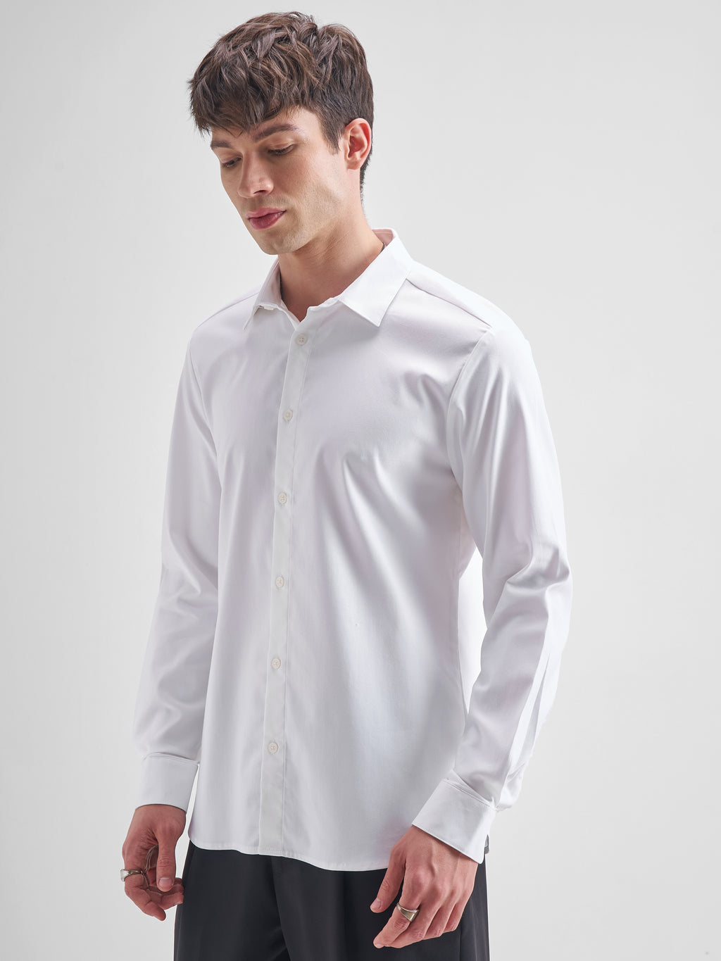 Highlander Men White Solid Relaxed Fit Casual Shirt - White - Image 4