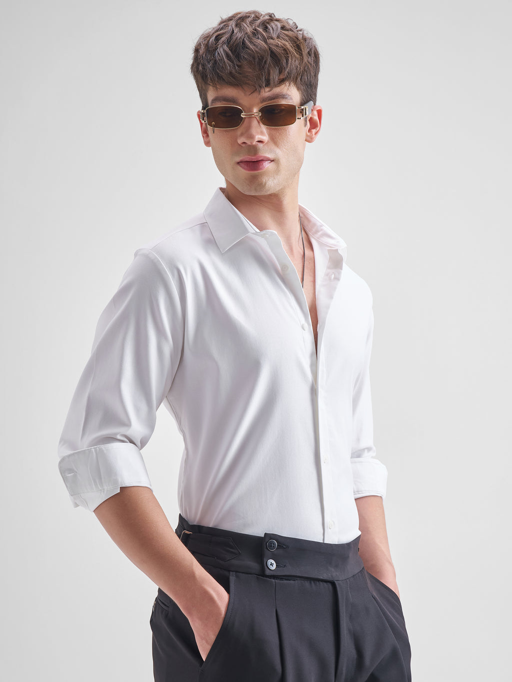 Highlander Men White Solid Relaxed Fit Casual Shirt - White - Image 6