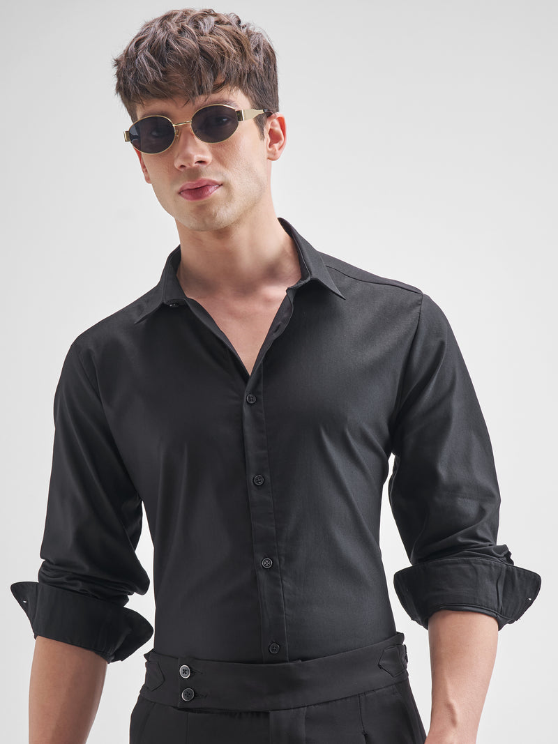 Highlander Men Black Solid Relaxed Fit Casual Shirt - Black - Image 1