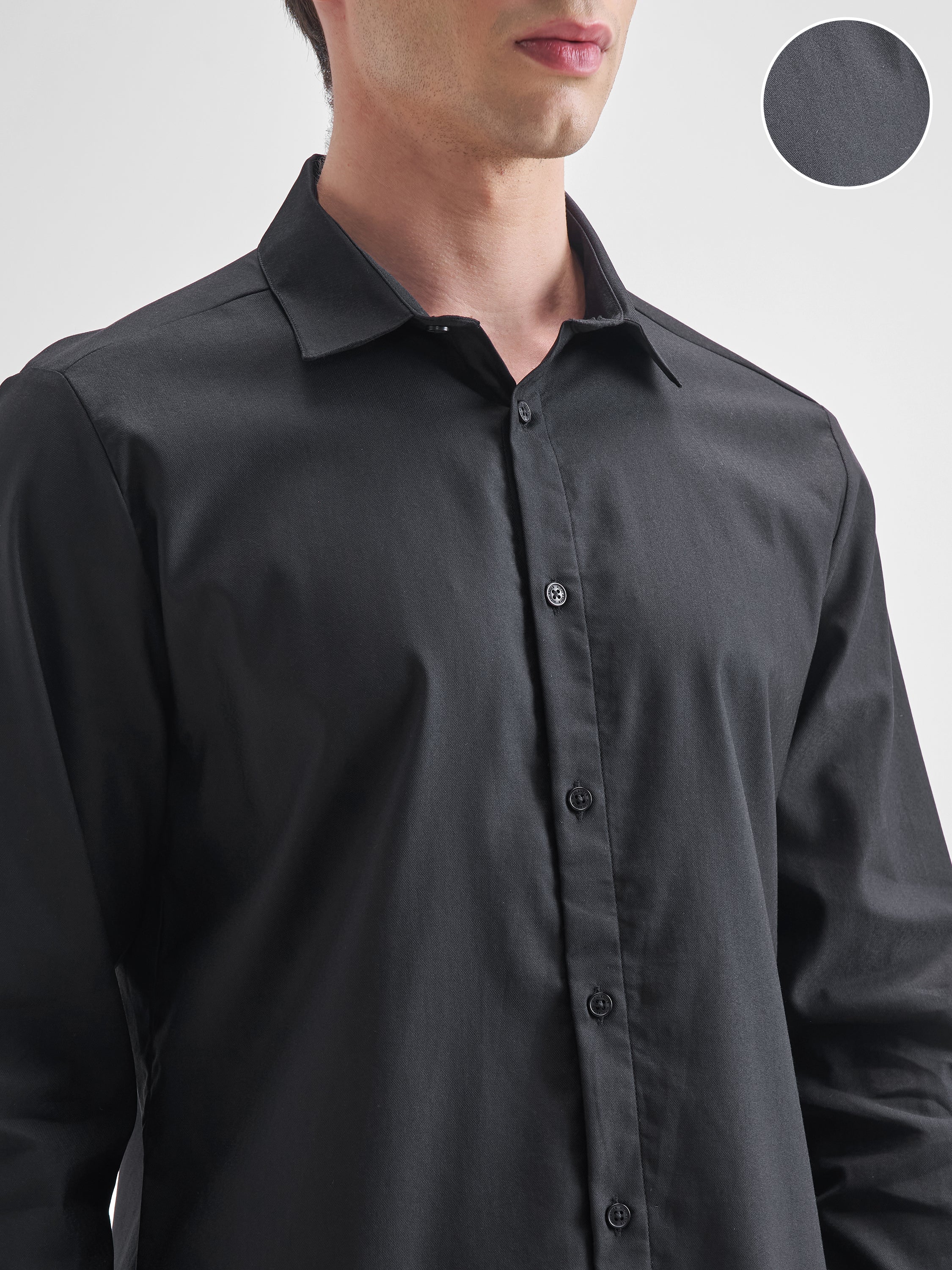 Highlander Men Black Solid Relaxed Fit Casual Shirt - Black - Image 5