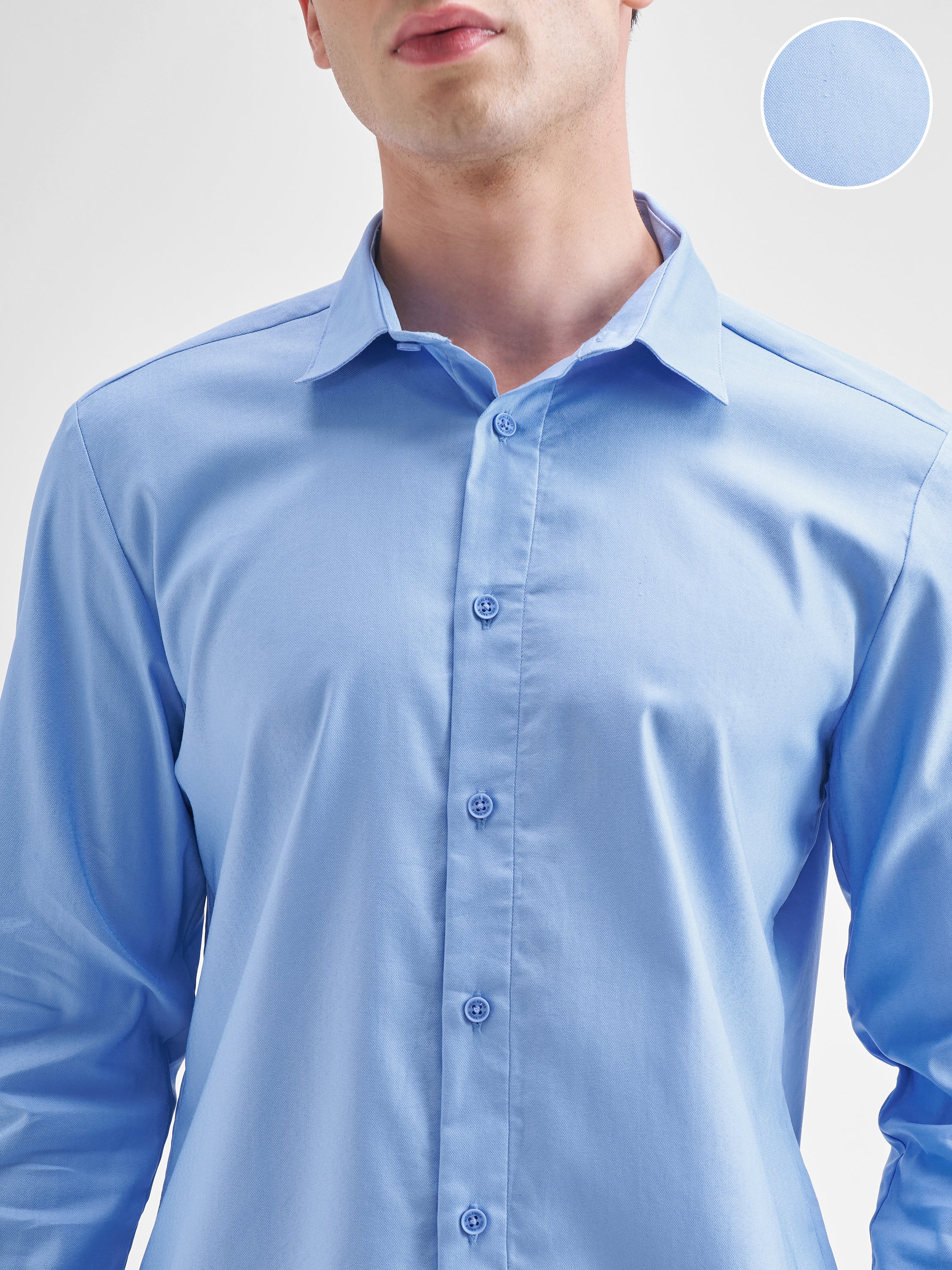 Highlander Men Blue Solid Slim Fit Casual Shirt - Blue - Image 5