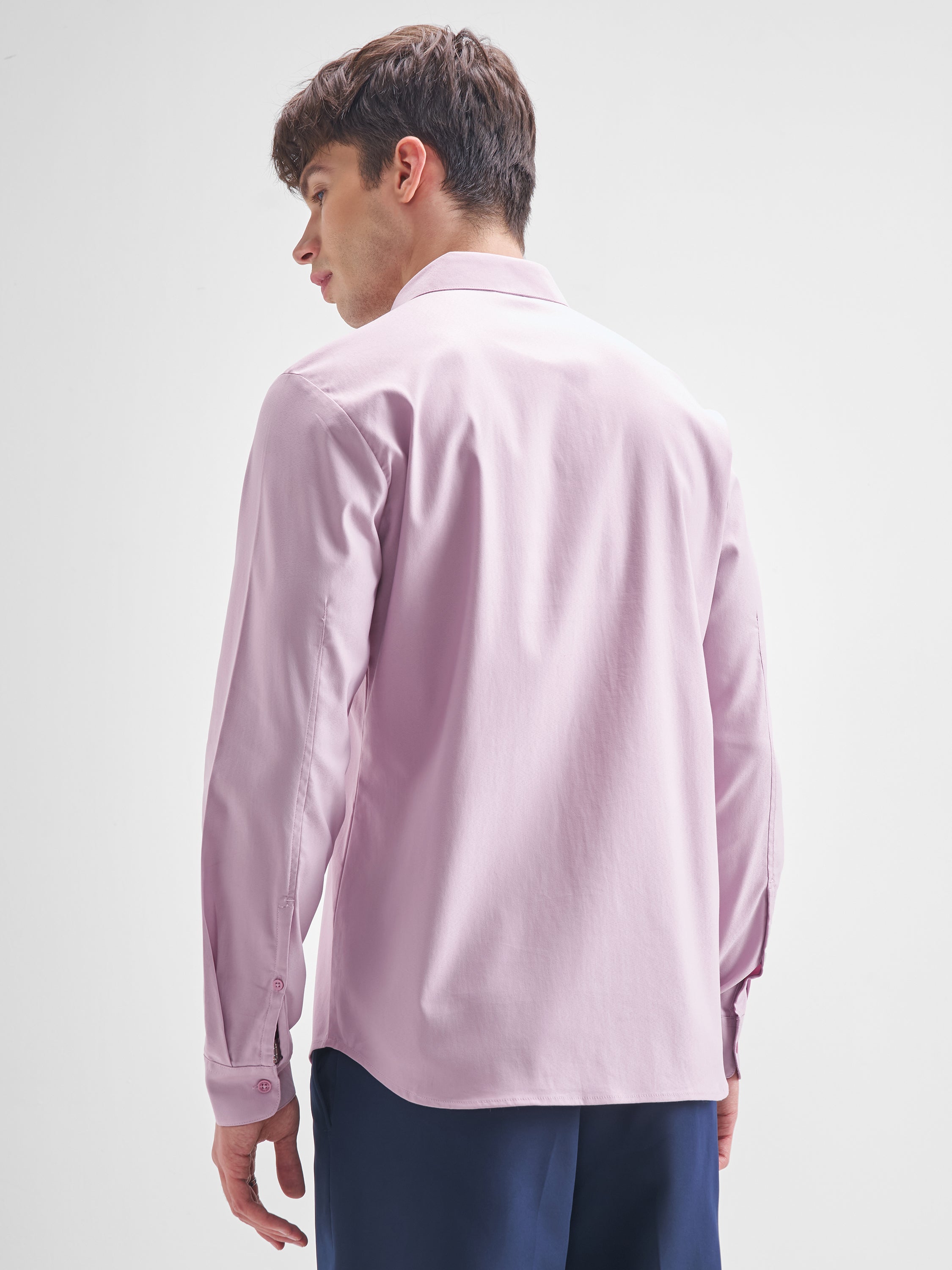 Highlander Men Mauve Solid Slim Fit Casual Shirt - Mauve - Image 3