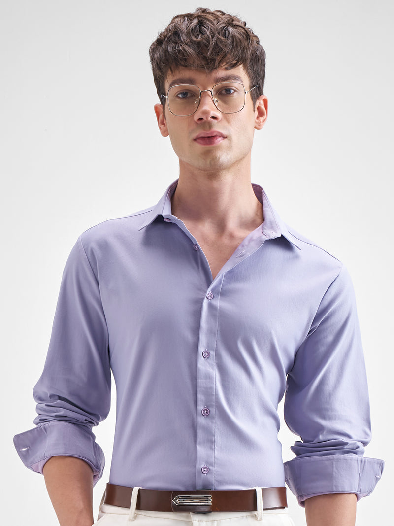 Highlander Men Lavender Solid Relaxed Fit Casual Shirt - Lavender - Image 1