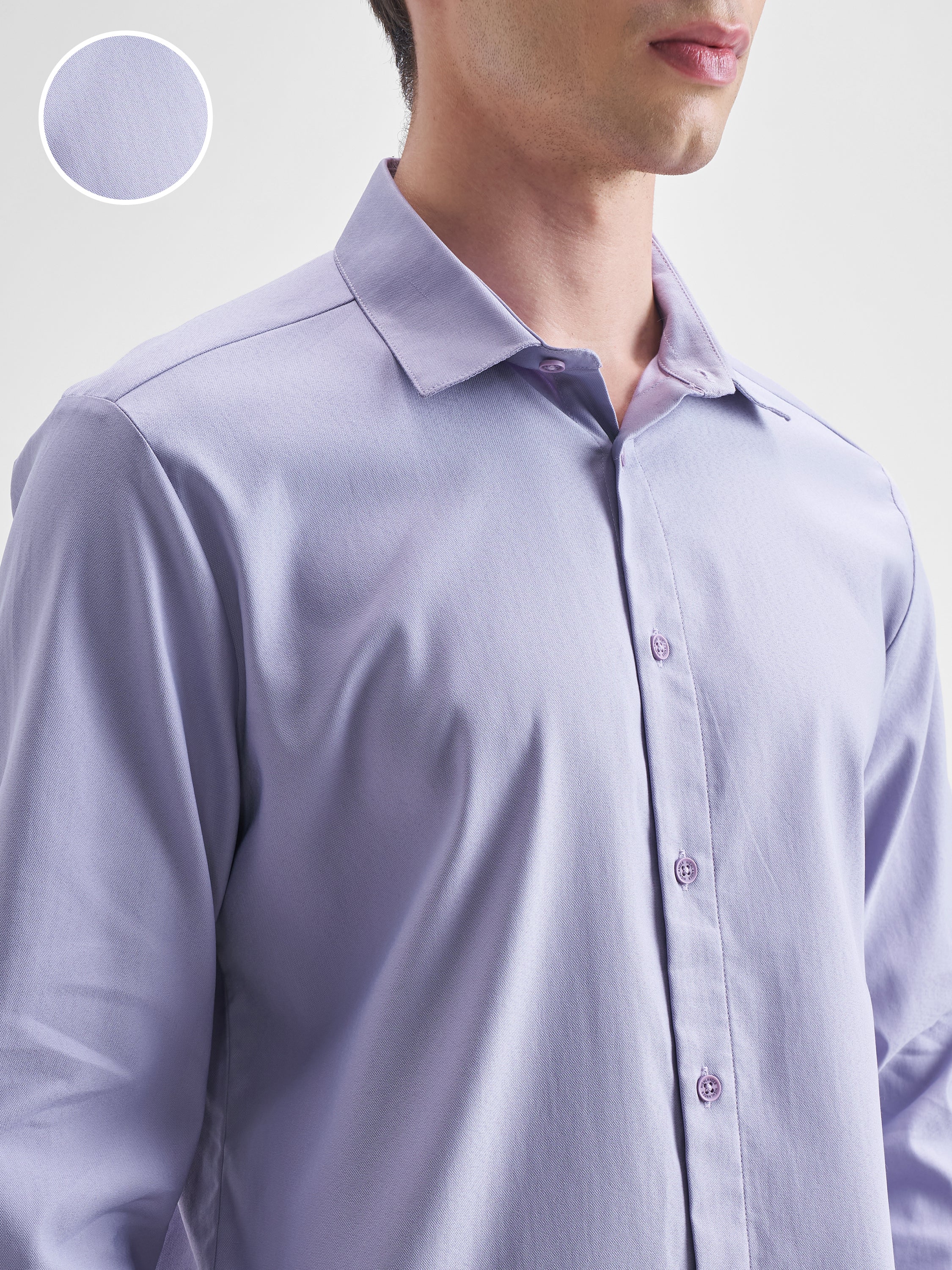 Highlander Men Lavender Solid Relaxed Fit Casual Shirt - Lavender - Image 5