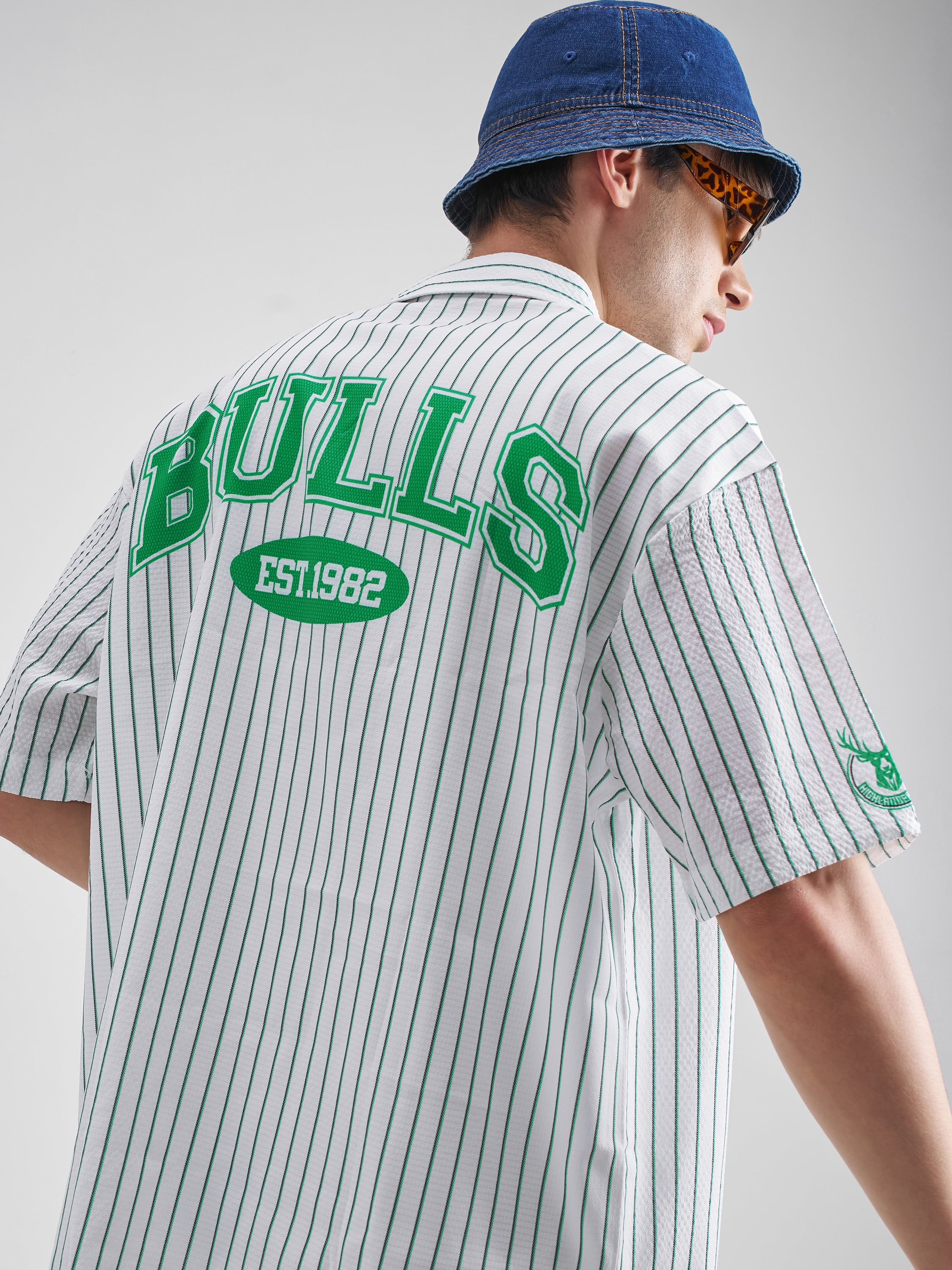 Highlander Men White Striped Oversized Fit Casual Shirt - White - Image 1