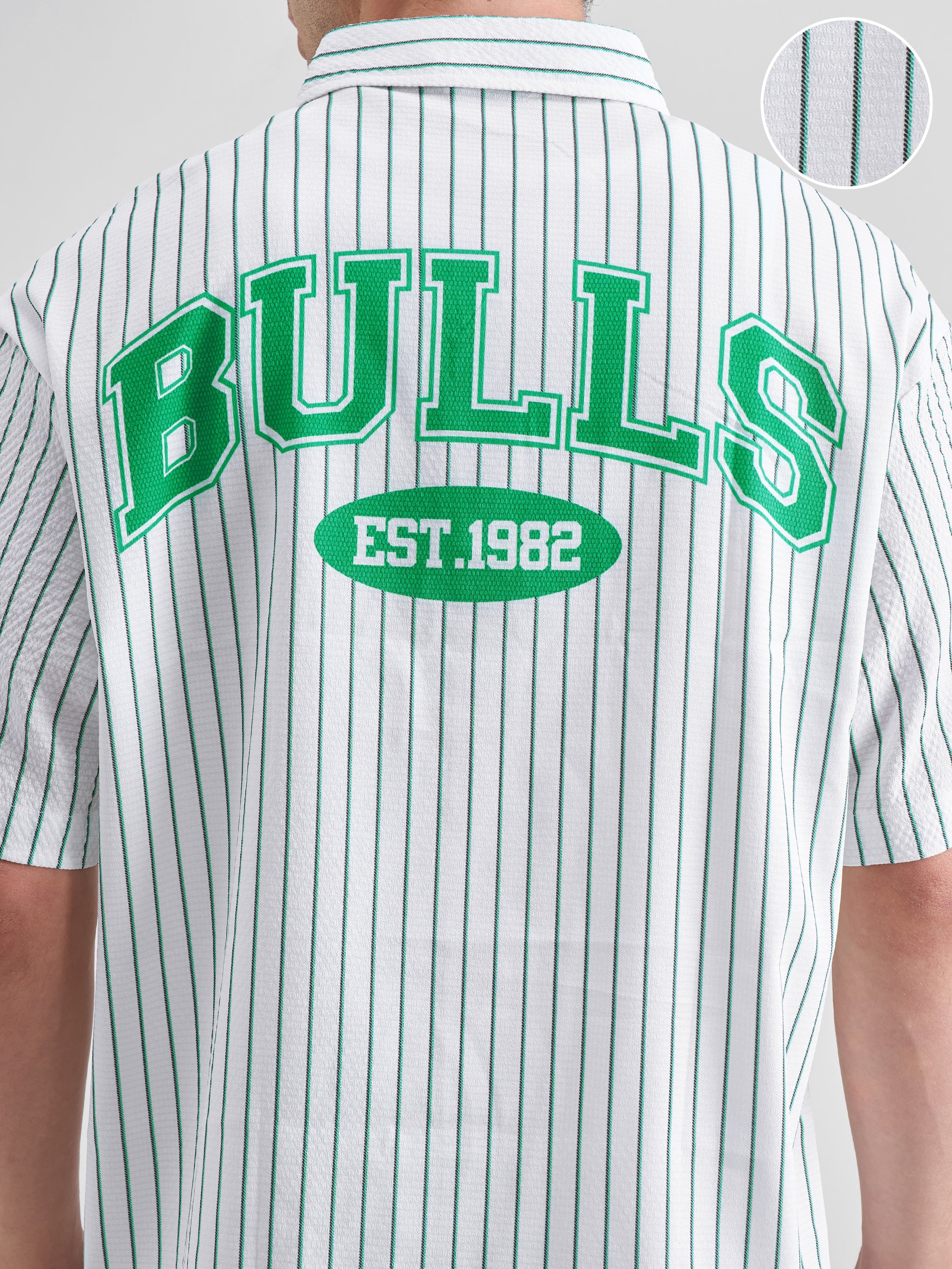 Highlander Men White Striped Oversized Fit Casual Shirt - White - Image 5