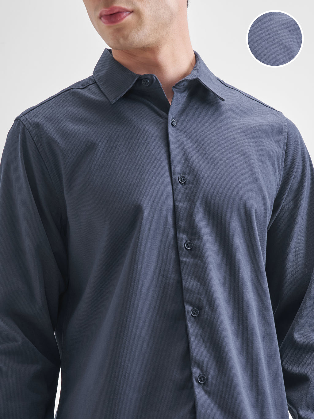 Highlander Men Navy Blue Solid Relaxed Fit Casual Shirt - Navy Blue - Image 5