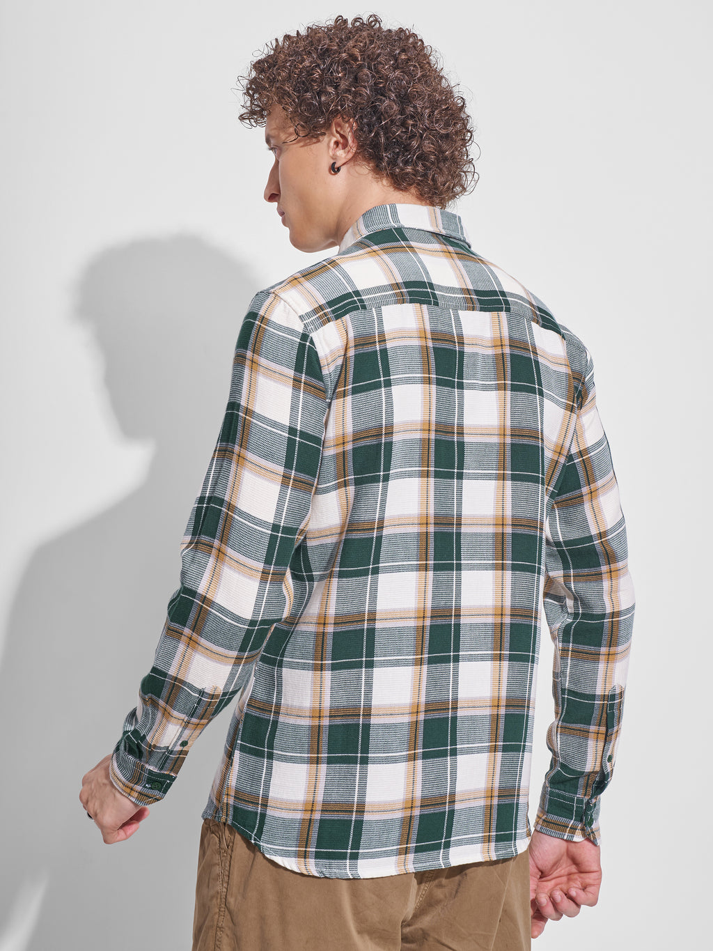 Highlander Men Grey Checked Slim Fit Casual Shirt - Grey - Image 3