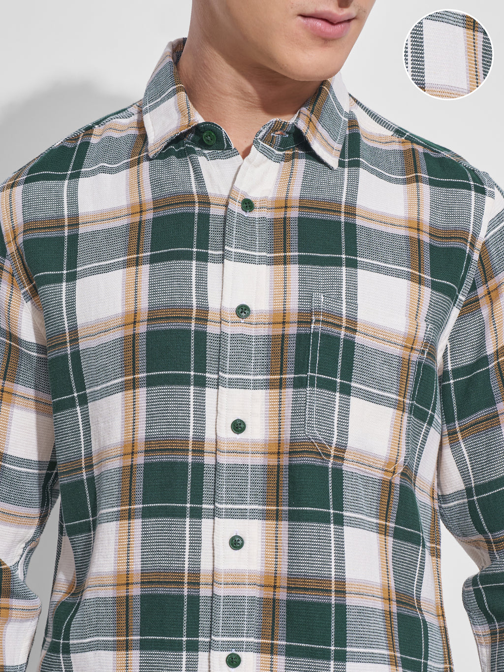 Highlander Men Grey Checked Slim Fit Casual Shirt - Grey - Image 5