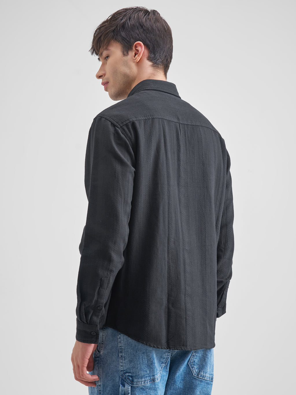 Highlander Men Black Striped Relaxed Fit Casual Shirt - Black - Image 3