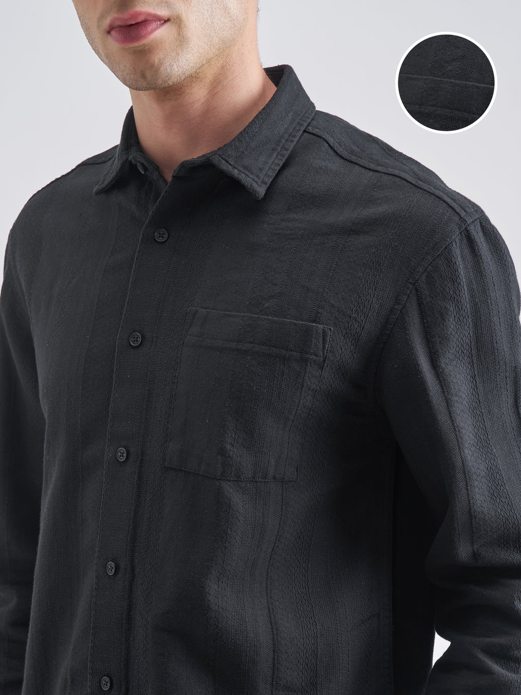 Highlander Men Black Striped Relaxed Fit Casual Shirt - Black - Image 5