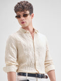 Highlander Men Beige Crushed Slim Fit Casual Shirt - Beige - Image 1