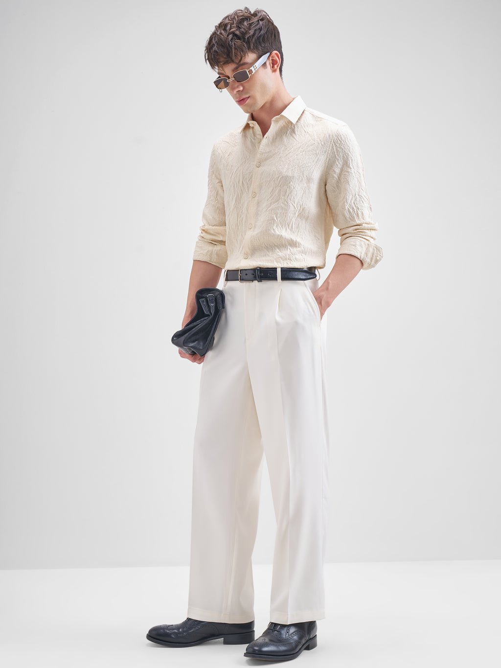 Highlander Men Beige Crushed Slim Fit Casual Shirt - Beige - Image 2