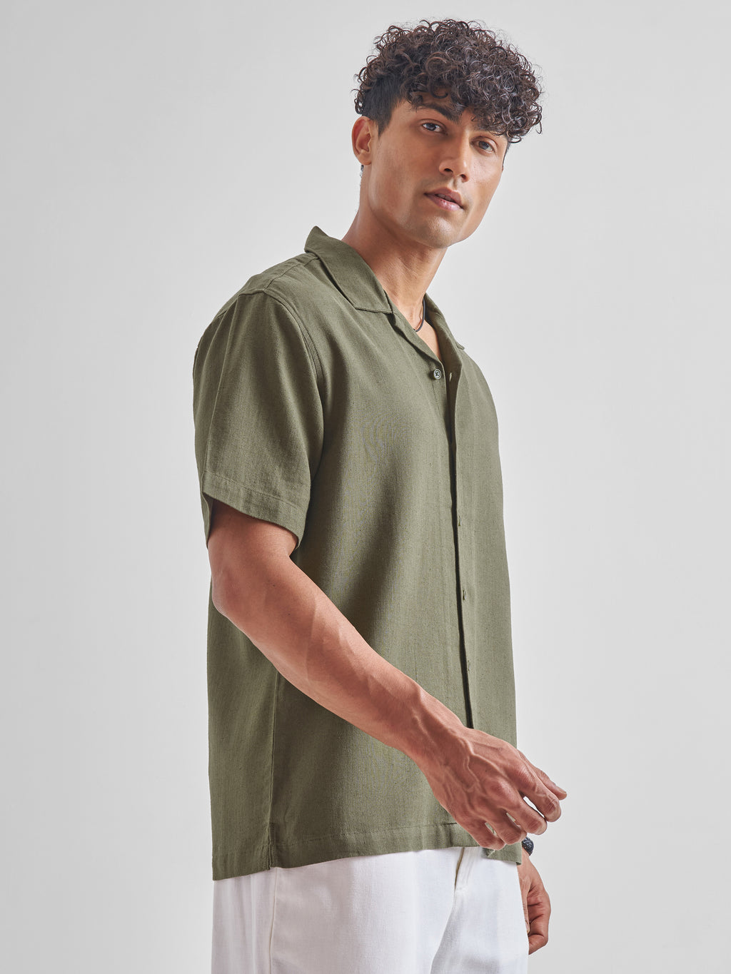 Highlander Men Olive Solid Relaxed Fit Casual Shirt - Olive - Image 6
