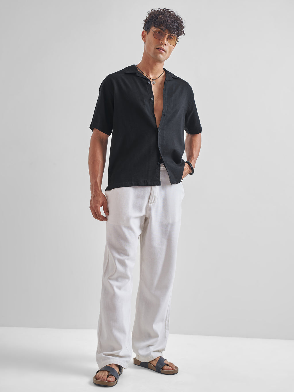 Highlander Men Black Solid Relaxed Fit Casual Shirt - Black - Image 2