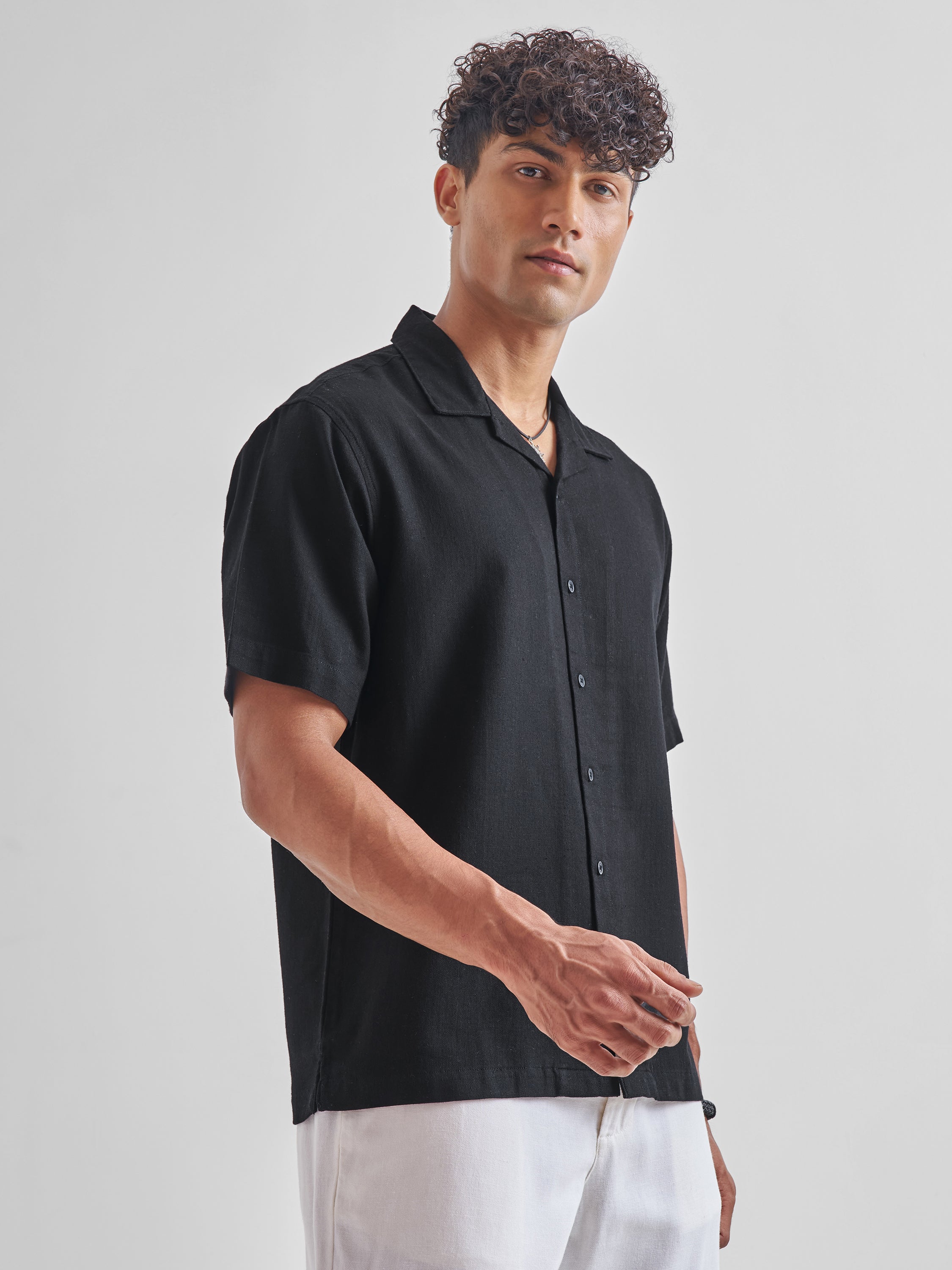 Highlander Men Black Solid Relaxed Fit Casual Shirt - Black - Image 6