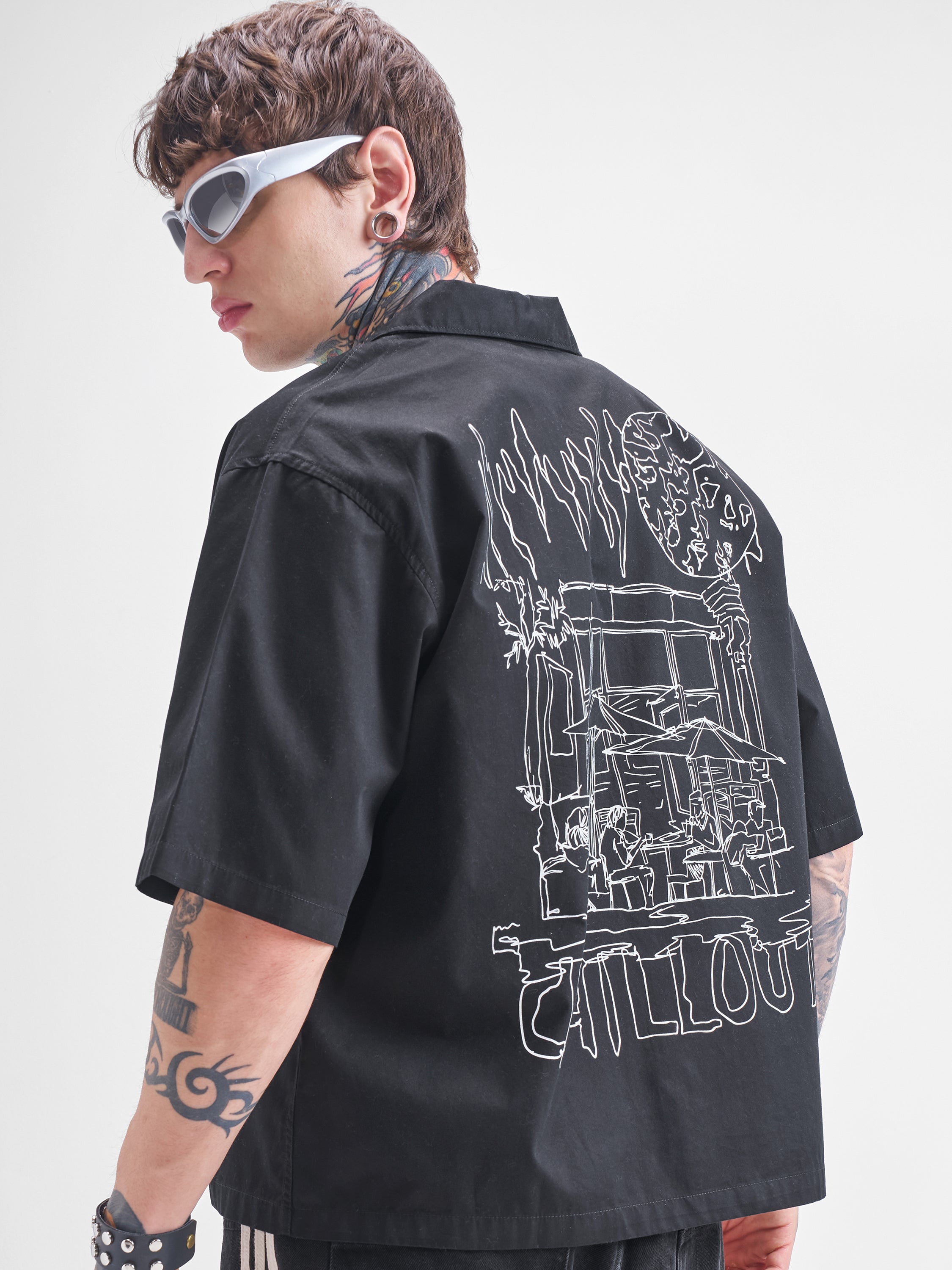 Highlander Men Black Printed Boxy Fit Casual Shirt - Black - Image 1