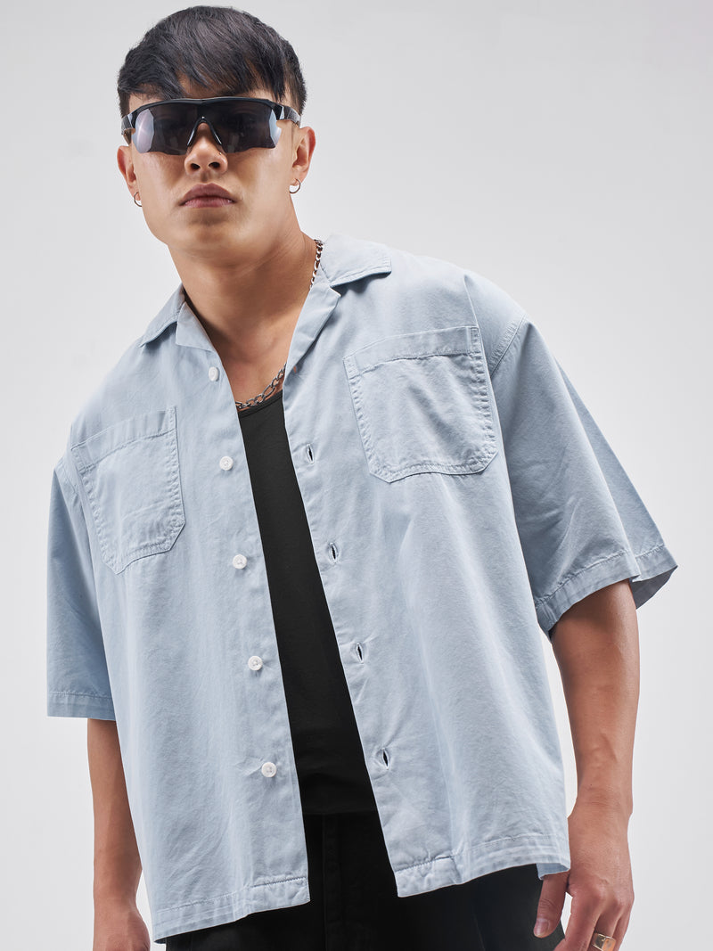 Highlander Men Blue Solid Boxy Fit Casual Shirt - Blue - Image 1